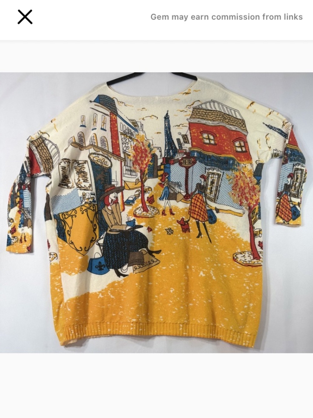 Paris Scene Knit Sweater - Yellow & Cream - Picture 6 of 6